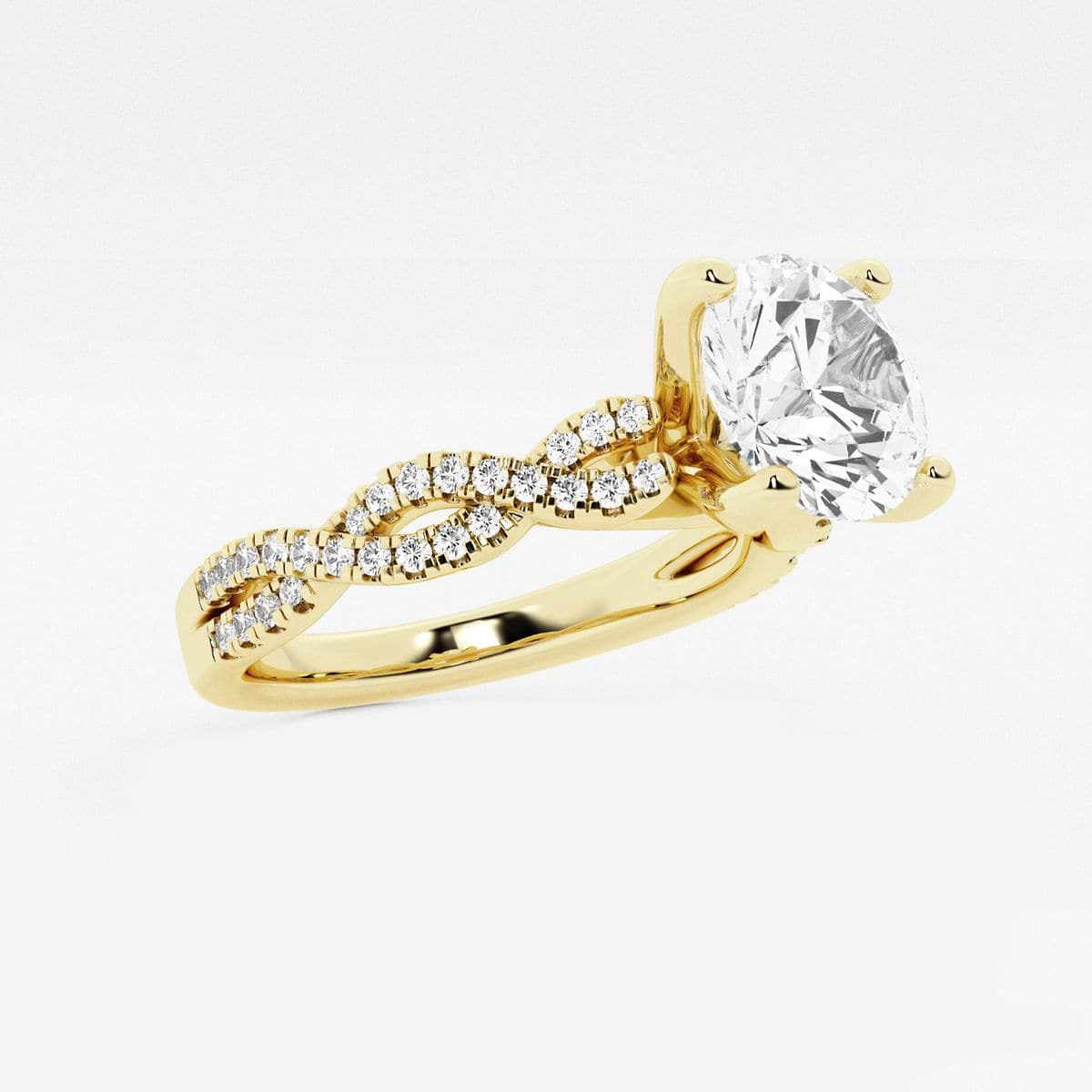 2 1/4 ctw Round Lab Grown Diamond Double Twist Engagement Ring 14K Yellow Gold, FG, VS2+
