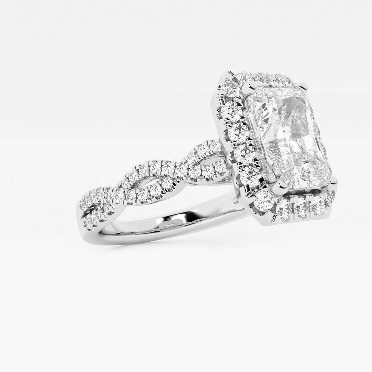 Additional Image 1 for  2 ctw Radiant Lab Grown Diamond Double Twist Halo Engagement Ring