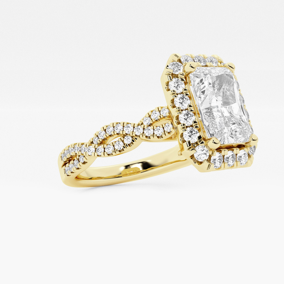 Additional Image 1 for  2 ctw Radiant Lab Grown Diamond Double Twist Halo Engagement Ring