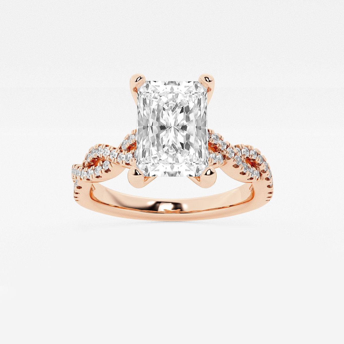 2 1/4 ctw Radiant Lab Grown Diamond Double Twist Engagement Ring