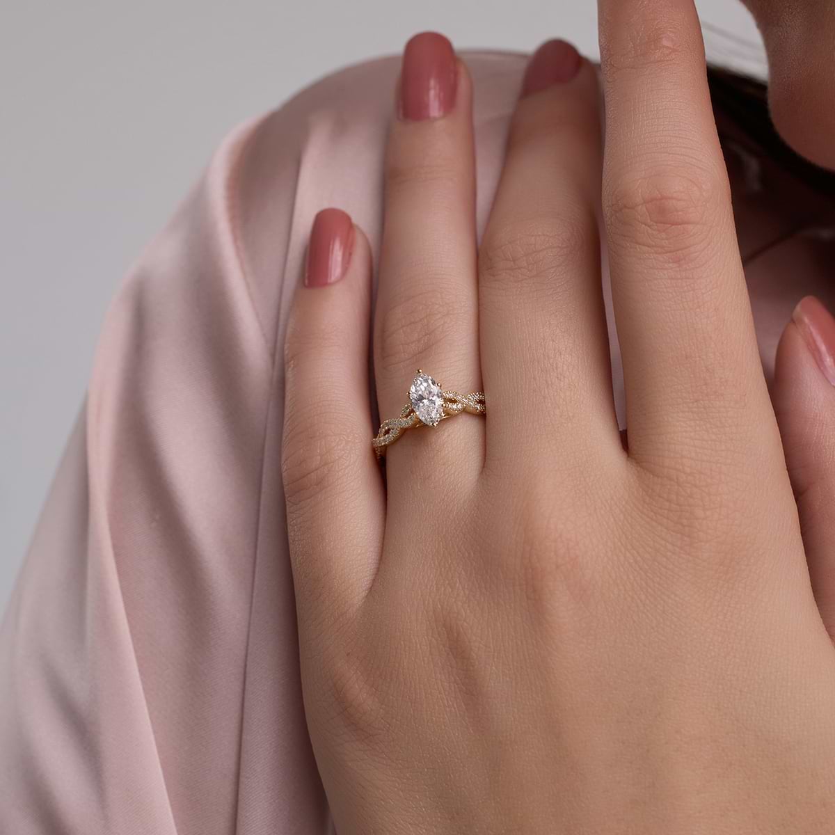 Additional Image 3 for  1 ctw Marquise Lab Grown Diamond Double Twist Engagement Ring