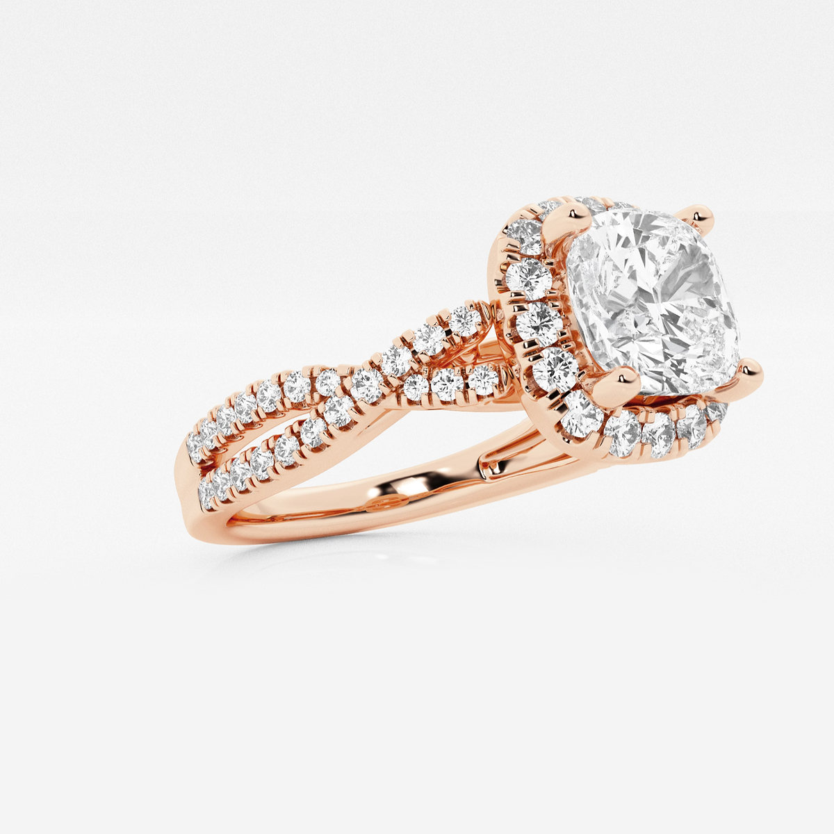 Additional Image 1 for  2 ctw Cushion Lab Grown Diamond Crossover Halo Engagement Ring