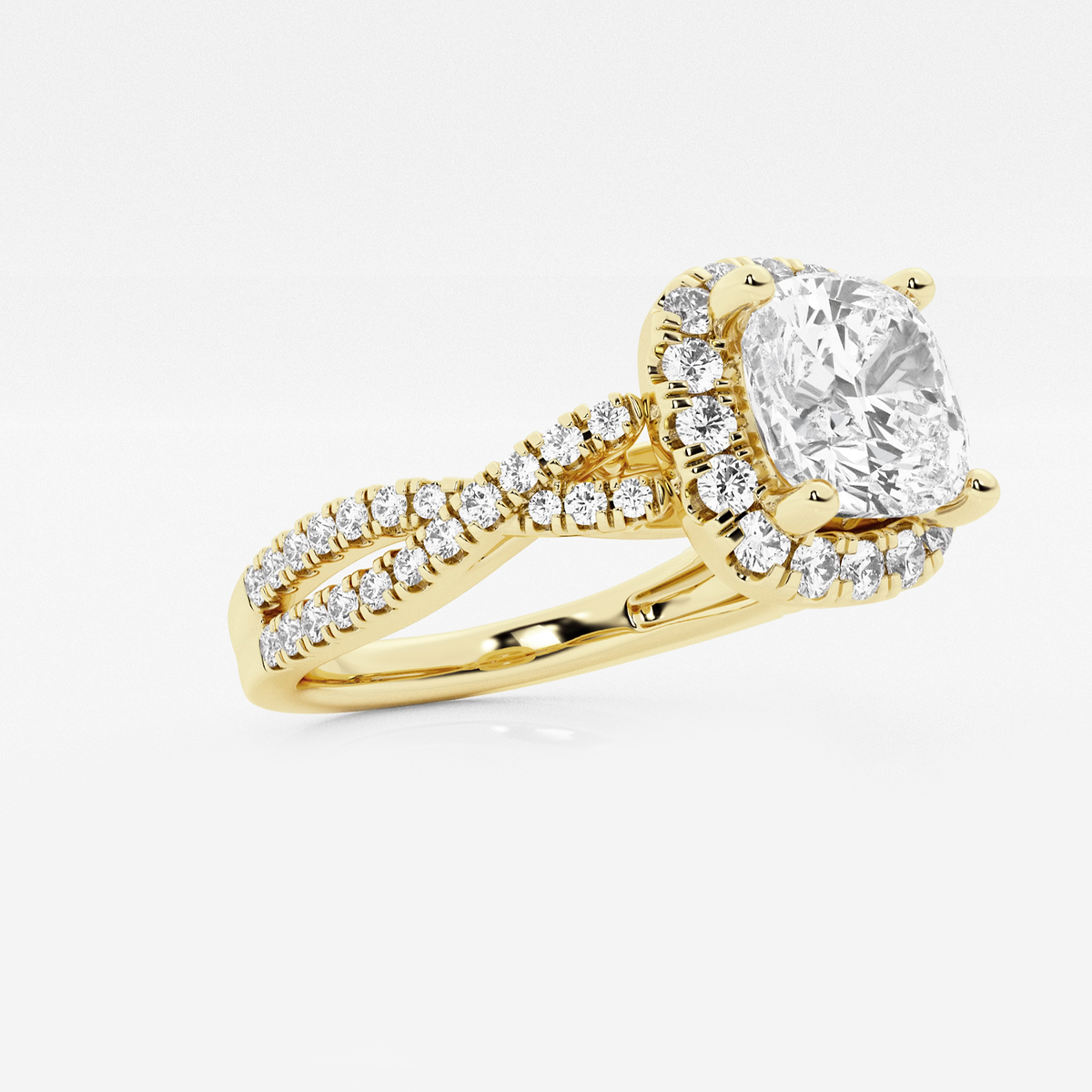 Additional Image 1 for  2 5/8 ctw Cushion Lab Grown Diamond Crossover Halo Engagement Ring