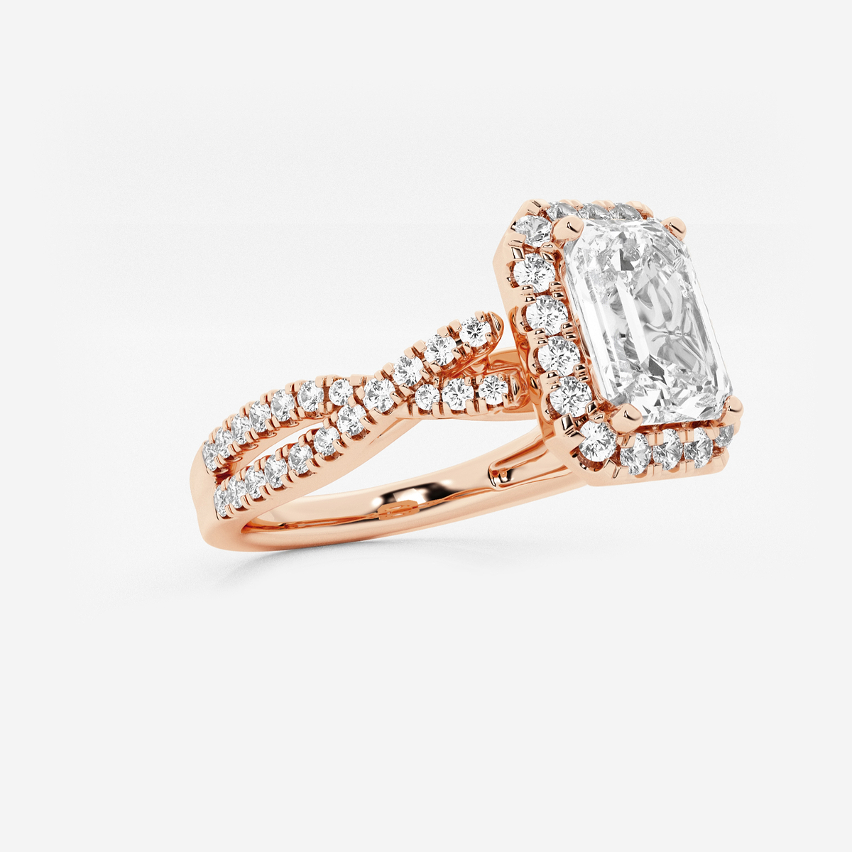 Additional Image 1 for  1 1/2 ctw Emerald Lab Grown Diamond Crossover Halo Engagement Ring