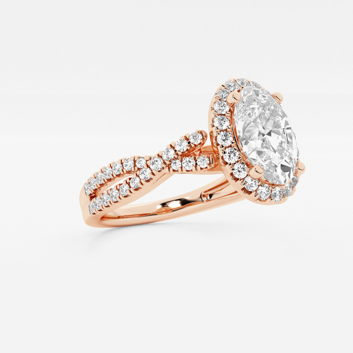 Additional Image 1 for  1 1/2 ctw Oval Lab Grown Diamond Crossover Halo Engagement Ring