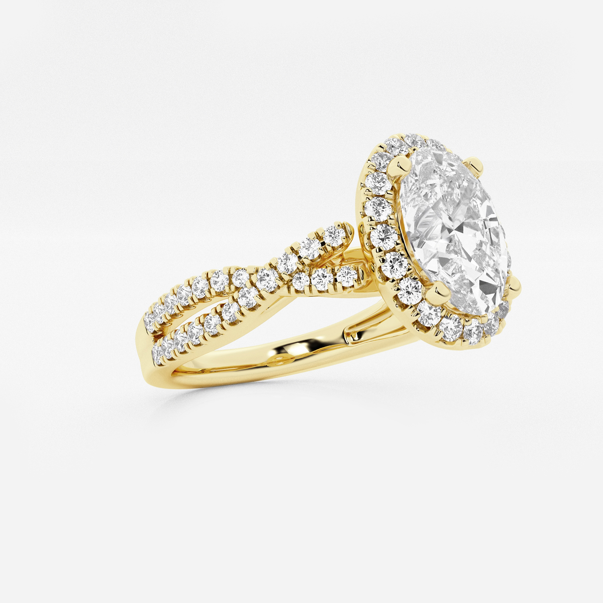 Additional Image 1 for  1 1/2 ctw Oval Lab Grown Diamond Crossover Halo Engagement Ring