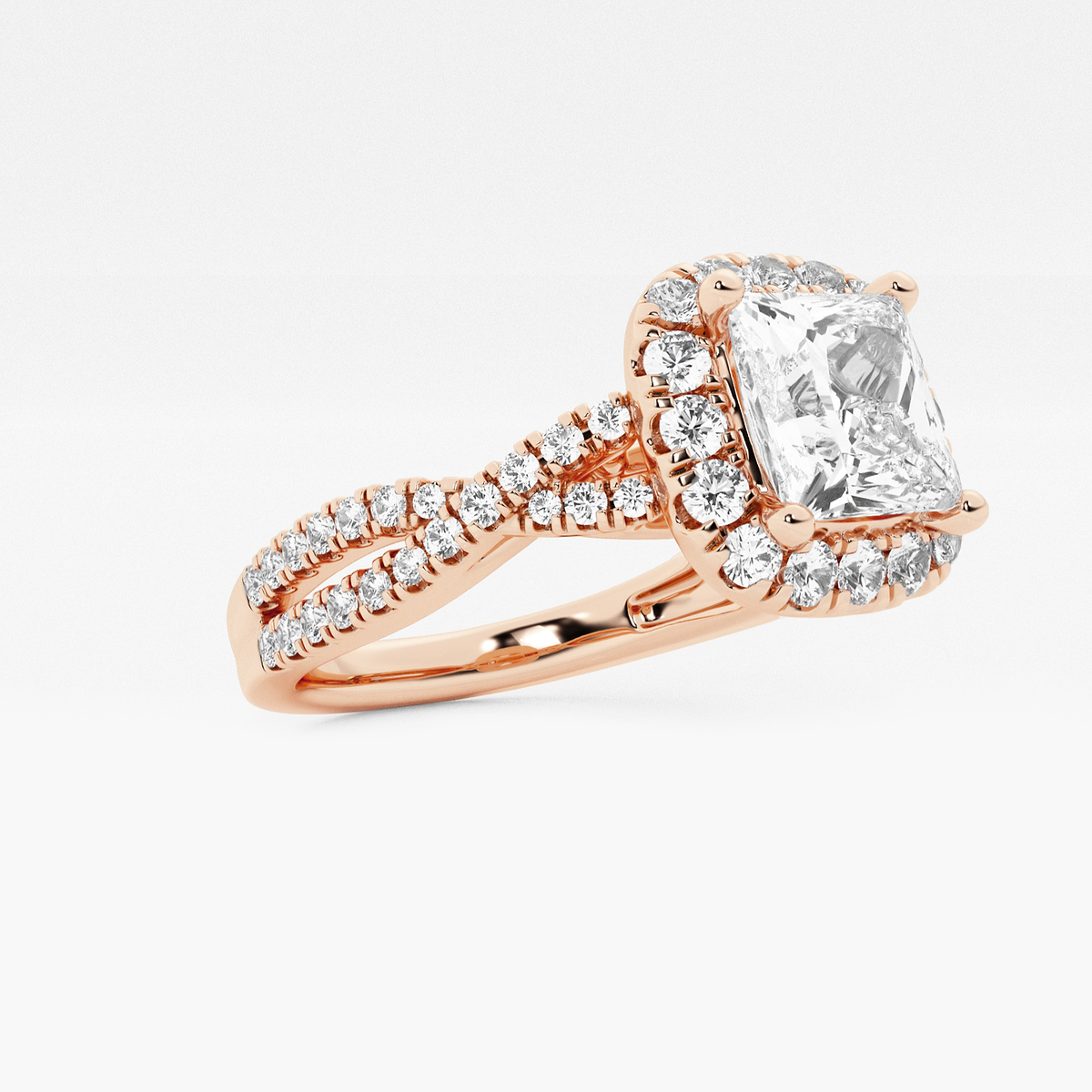 Additional Image 1 for  1 1/2 ctw Princess Lab Grown Diamond Crossover Halo Engagement Ring