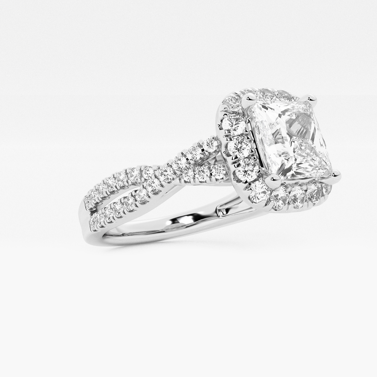 Additional Image 1 for  1 1/6 ctw Princess Lab Grown Diamond Crossover Halo Engagement Ring