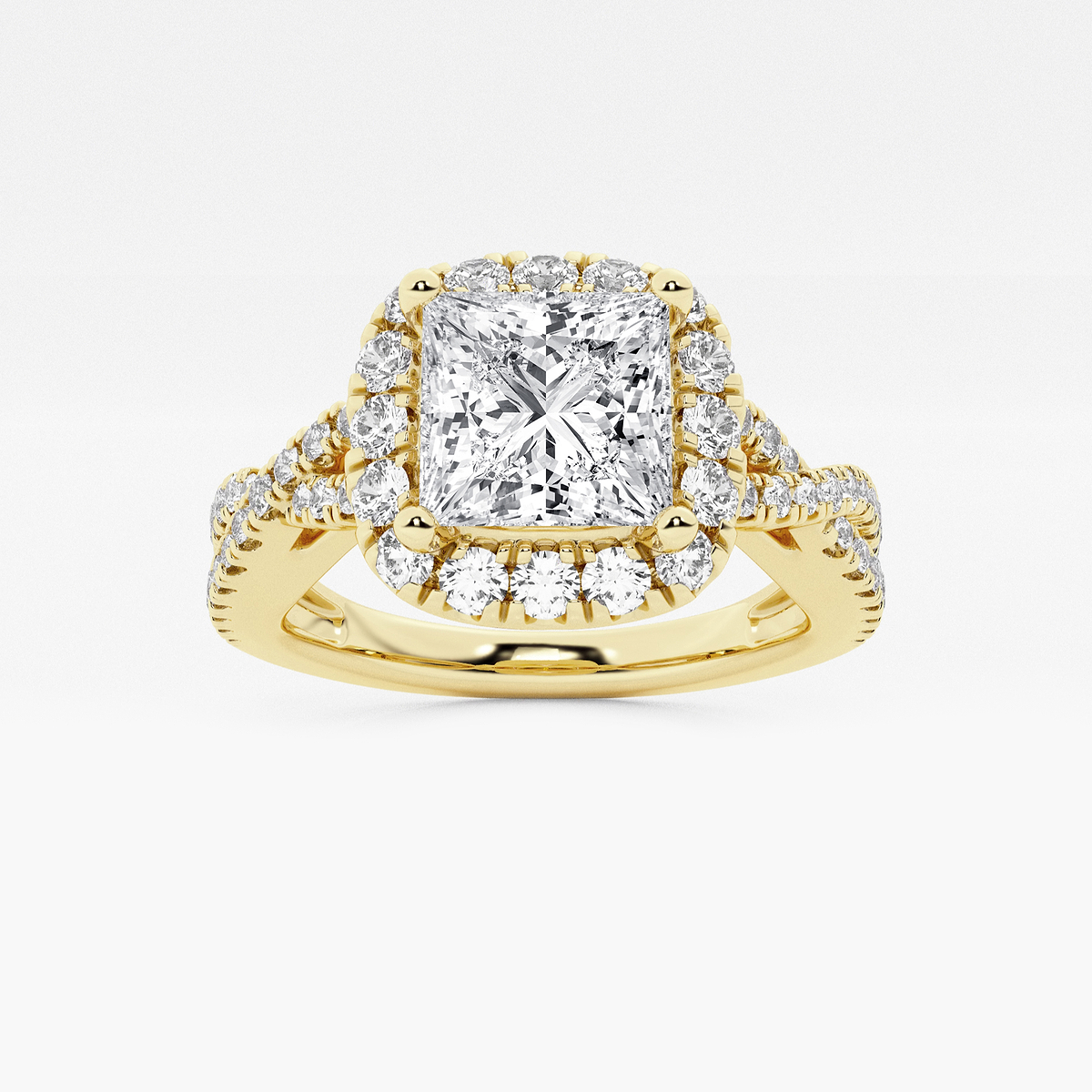 1 1/6 ctw Princess Lab Grown Diamond Crossover Halo Engagement Ring