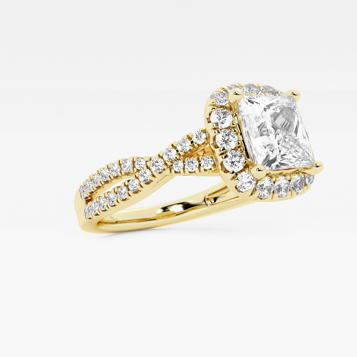 Additional Image 1 for  1 1/6 ctw Princess Lab Grown Diamond Crossover Halo Engagement Ring