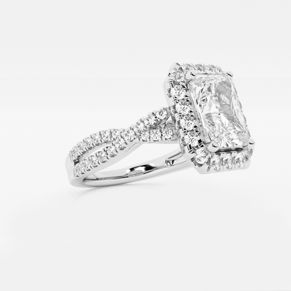 Additional Image 1 for  1 1/2 ctw Radiant Lab Grown Diamond Crossover Halo Engagement Ring