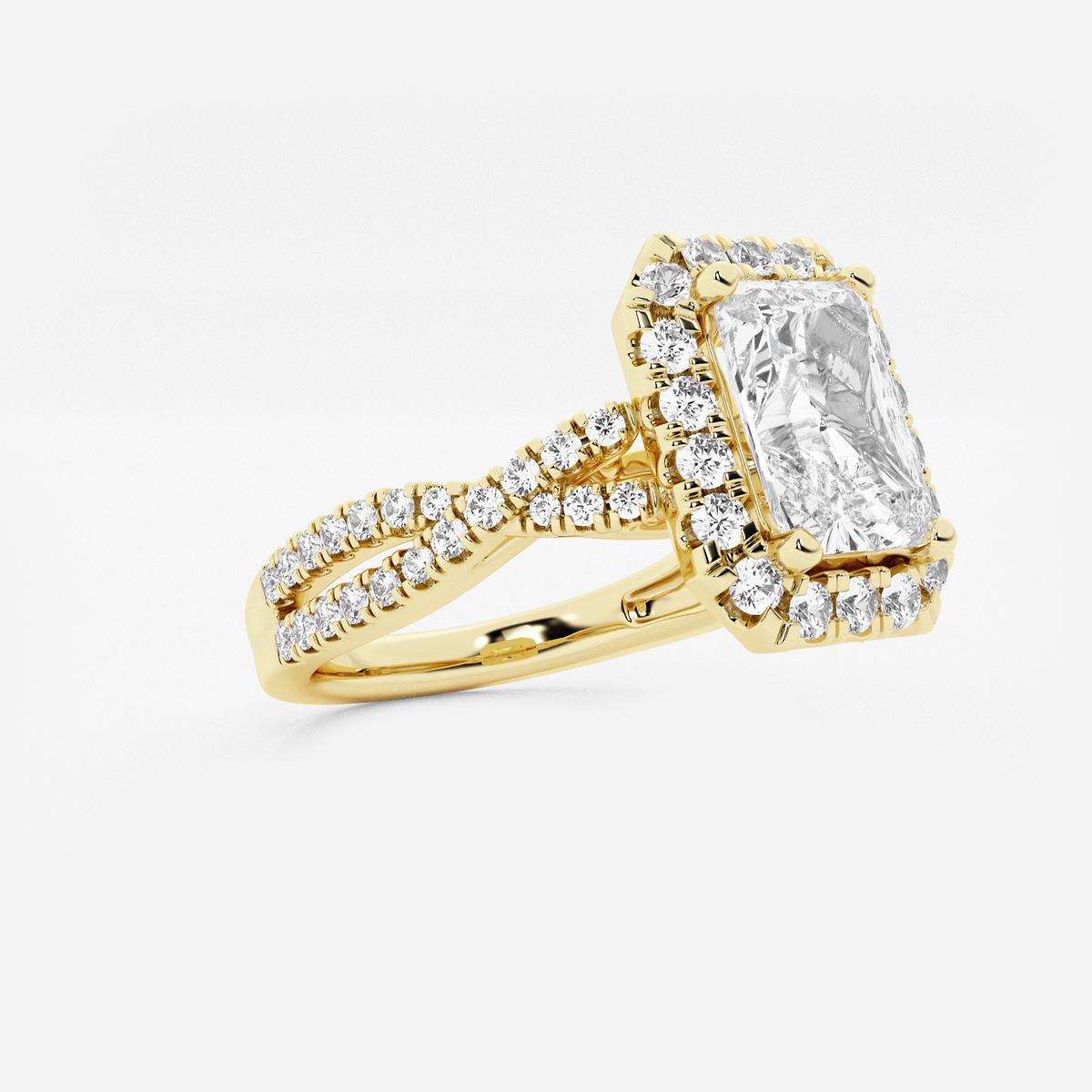 Additional Image 1 for  2 5/8 ctw Radiant Lab Grown Diamond Crossover Halo Engagement Ring
