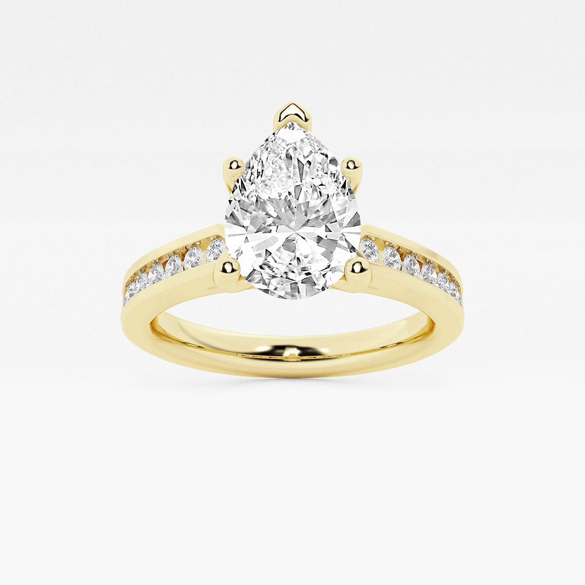 Anillo de compromiso con diamantes cultivados en laboratorio en forma de  pera Aster de 8 1/4 quilates con detalles laterales en juego de canales en  ..., image size:1200x1200