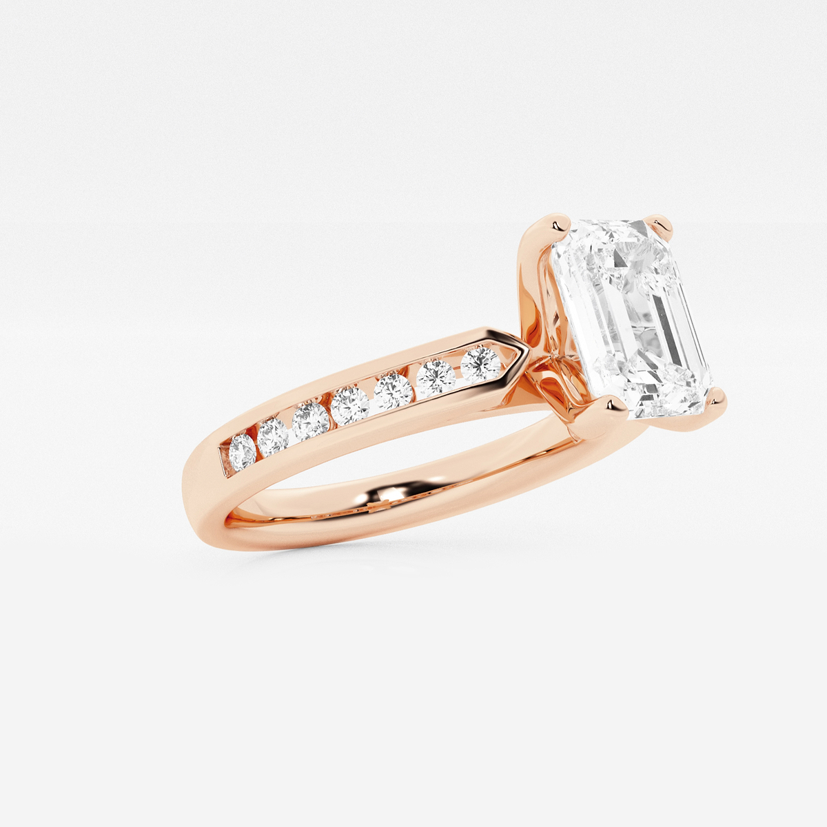Additional Image 1 for  2 1/4 ctw Emerald Lab Grown Diamond Engagement Ring with Channel Set Side Accents