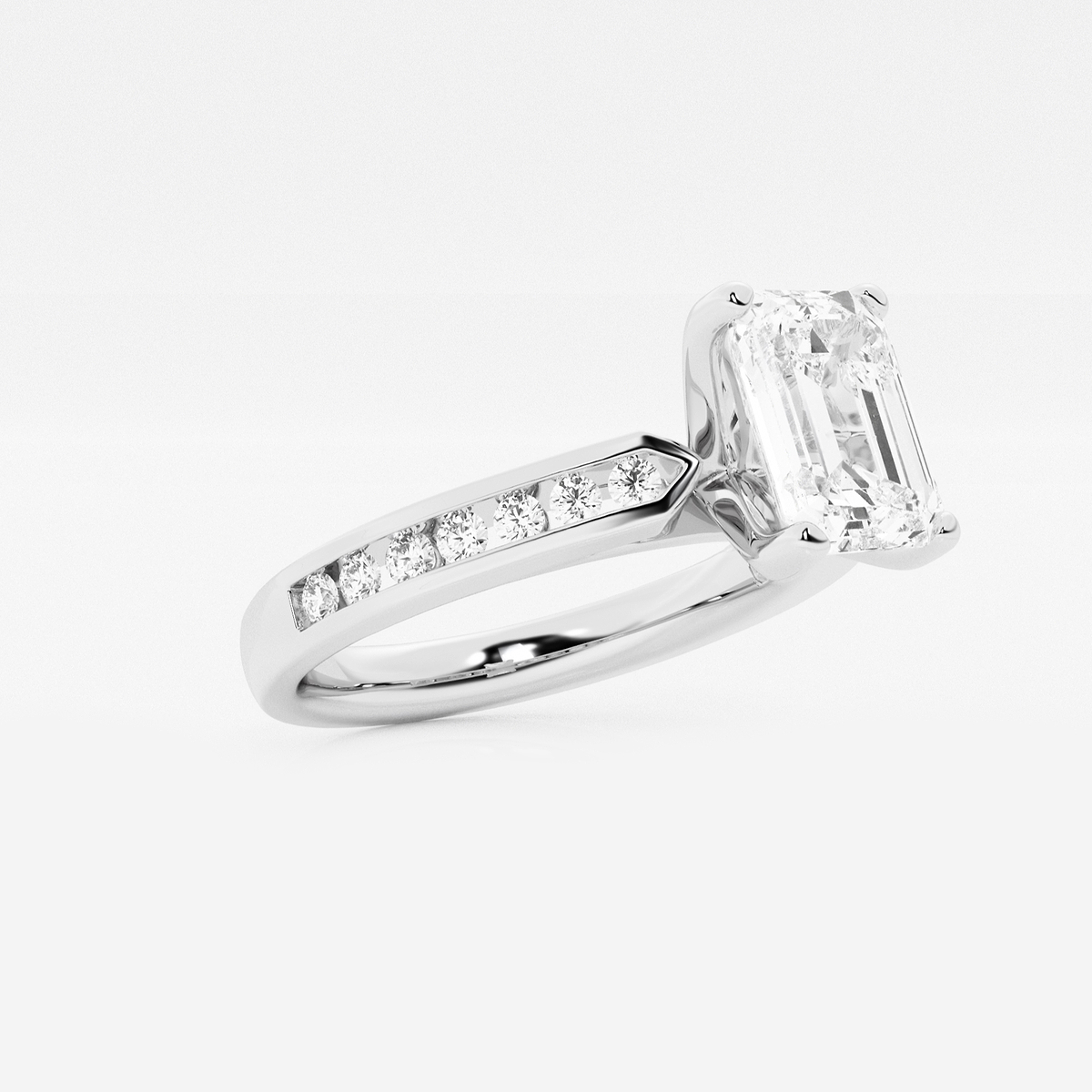 Additional Image 1 for  2 3/4 ctw Emerald Lab Grown Diamond Engagement Ring with Channel Set Side Accents