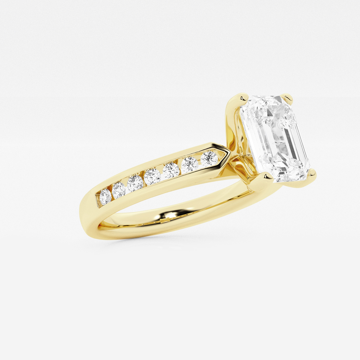 Additional Image 1 for  6 1/4 ctw Emerald Lab Grown Diamond Engagement Ring with Channel Set Side Accents
