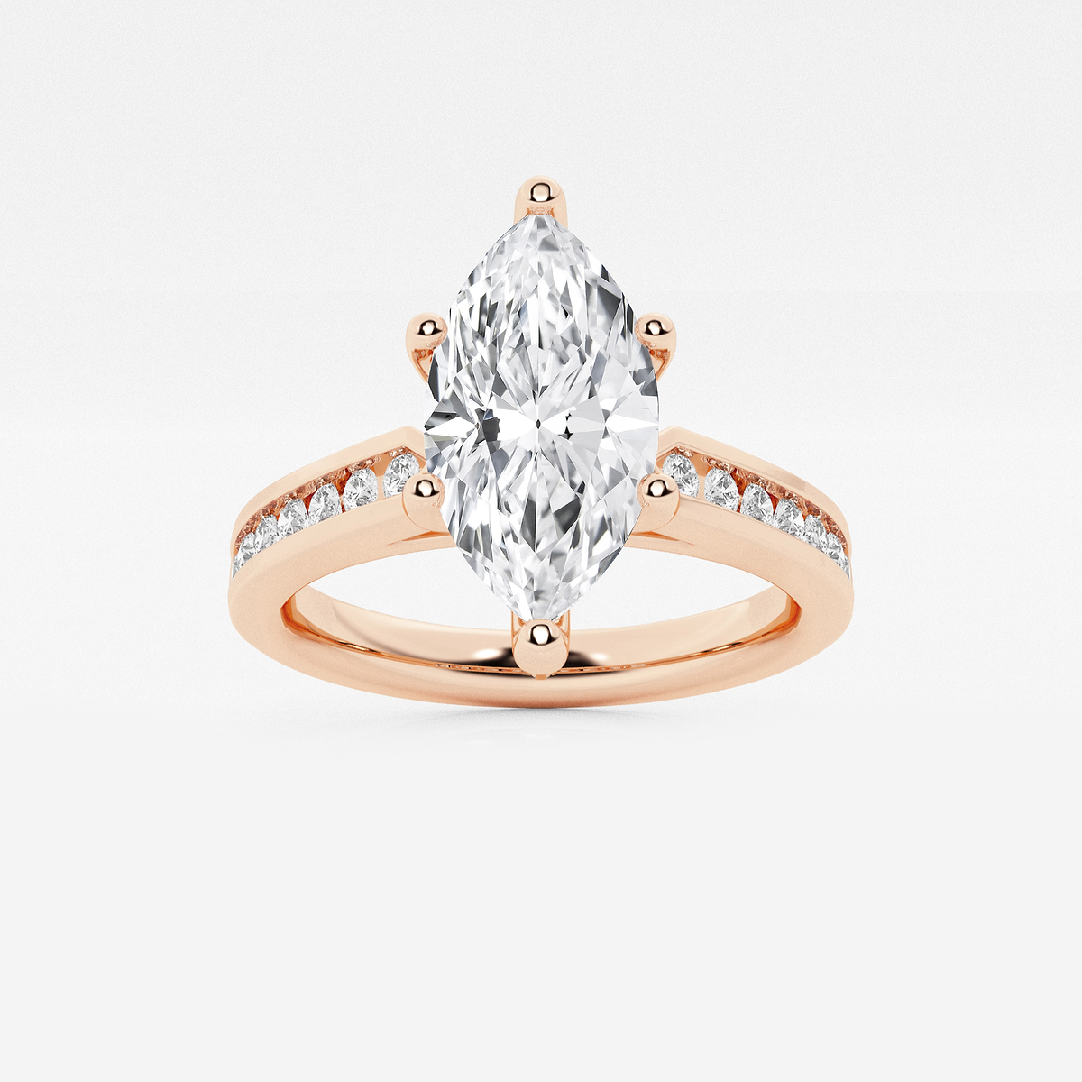 3 1/4 ctw Marquise Lab Grown Diamond Engagement Ring with Channel Set Side Accents