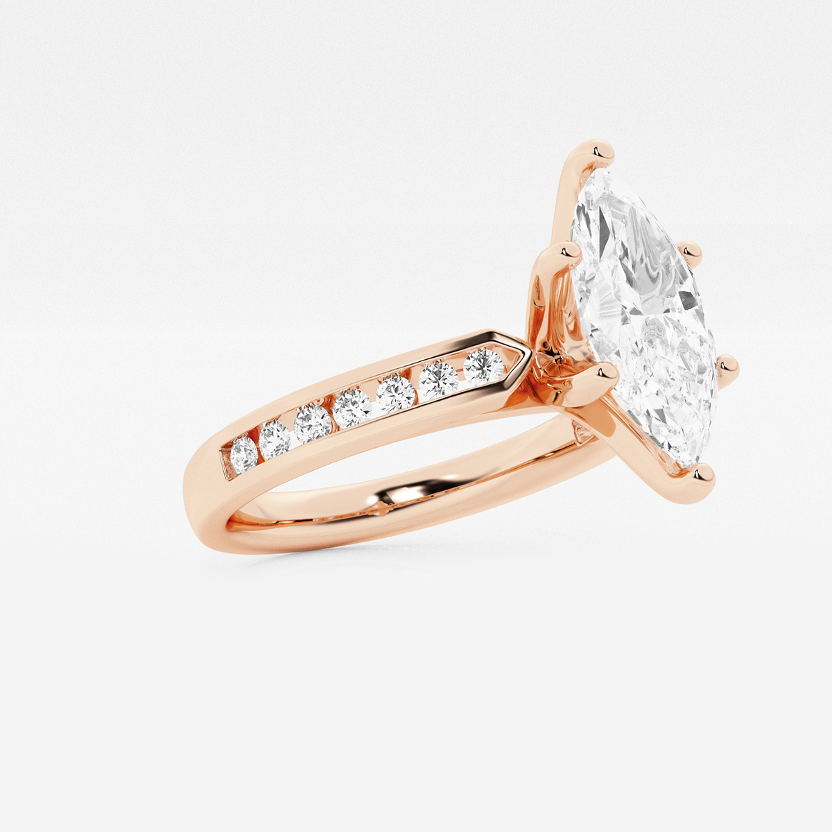 Additional Image 1 for  3 1/4 ctw Marquise Lab Grown Diamond Engagement Ring with Channel Set Side Accents