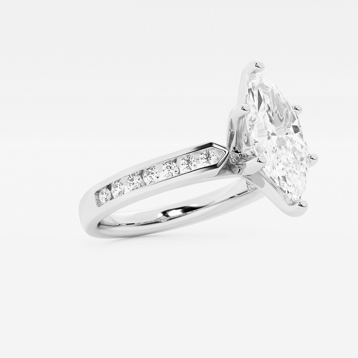 Additional Image 1 for  6 1/4 ctw Marquise Lab Grown Diamond Engagement Ring with Channel Set Side Accents