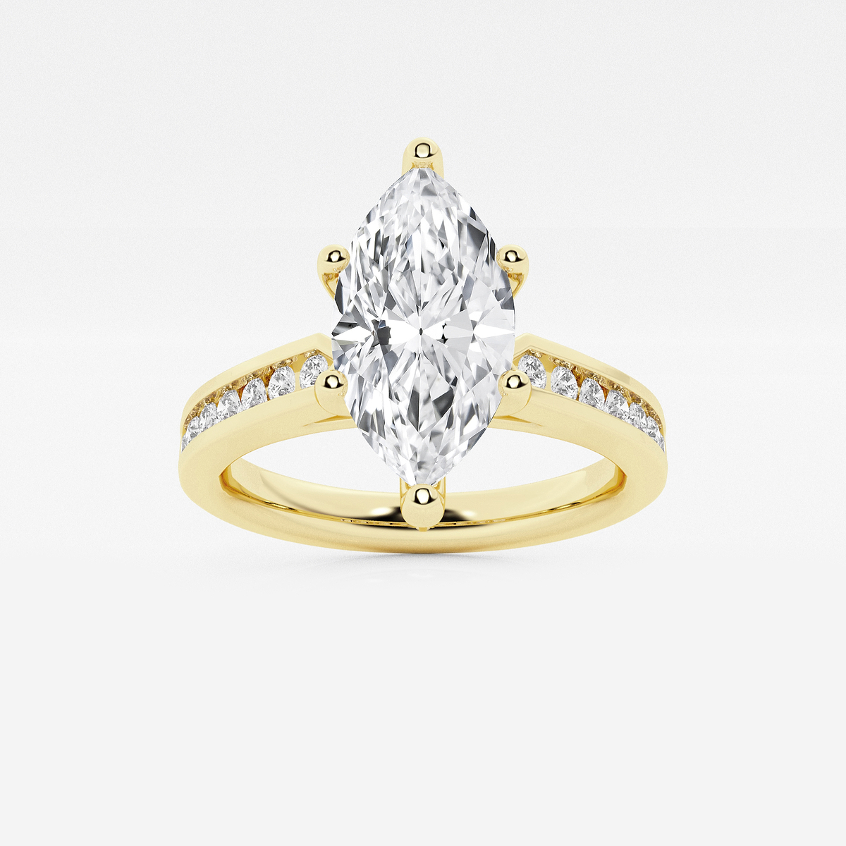 2 3/4 ctw Marquise Lab Grown Diamond Engagement Ring with Channel Set Side Accents