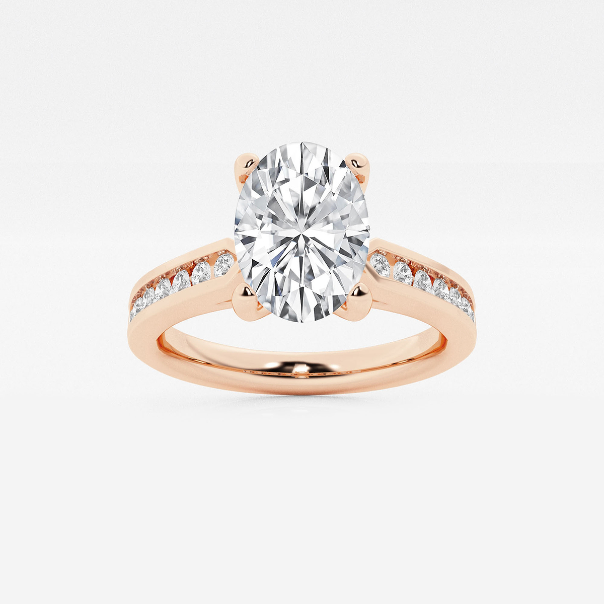 3 1/4 ctw Oval Lab Grown Diamond Engagement Ring with Channel Set Side Accents