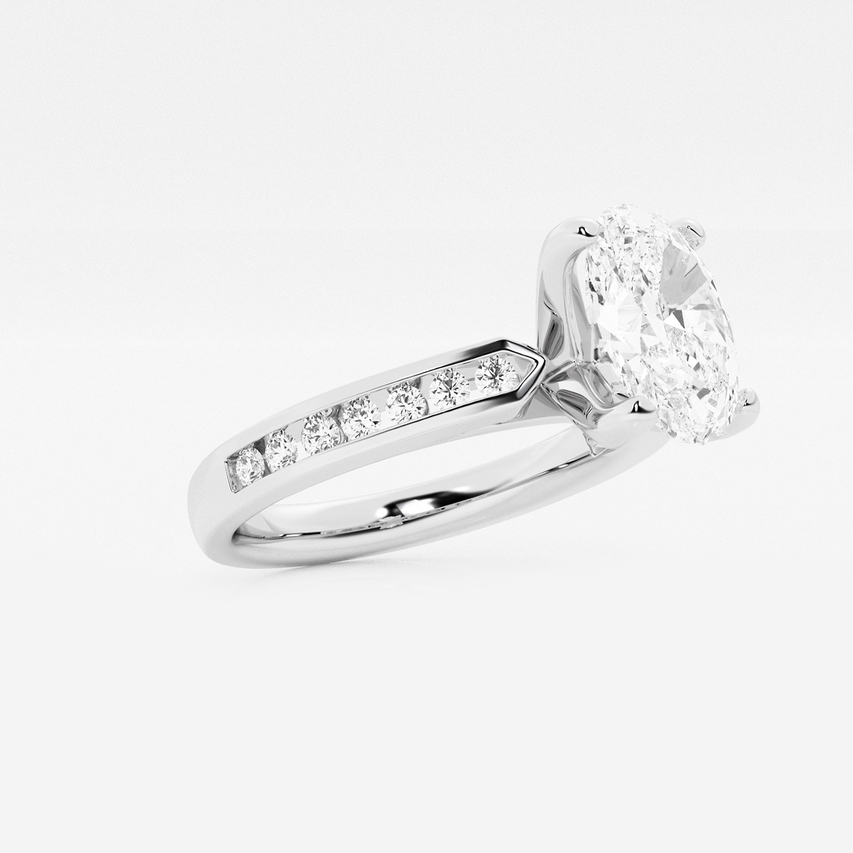 Additional Image 1 for  2 3/4 ctw Oval Lab Grown Diamond Engagement Ring with Channel Set Side Accents