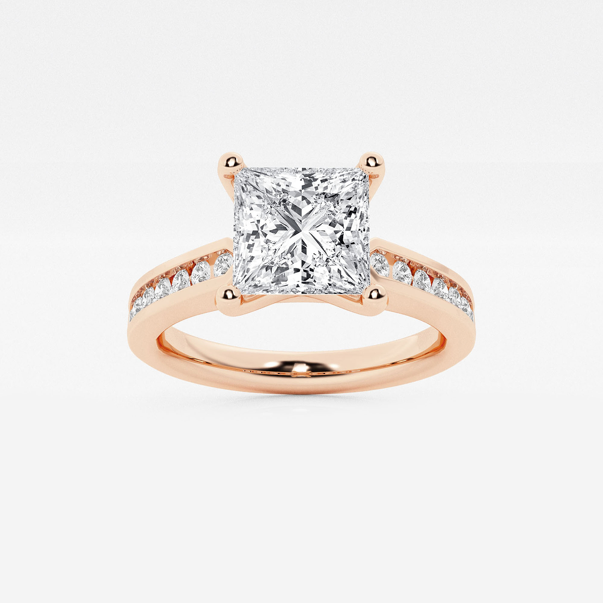 3 1/4 ctw Princess Lab Grown Diamond Engagement Ring with Channel Set Side Accents