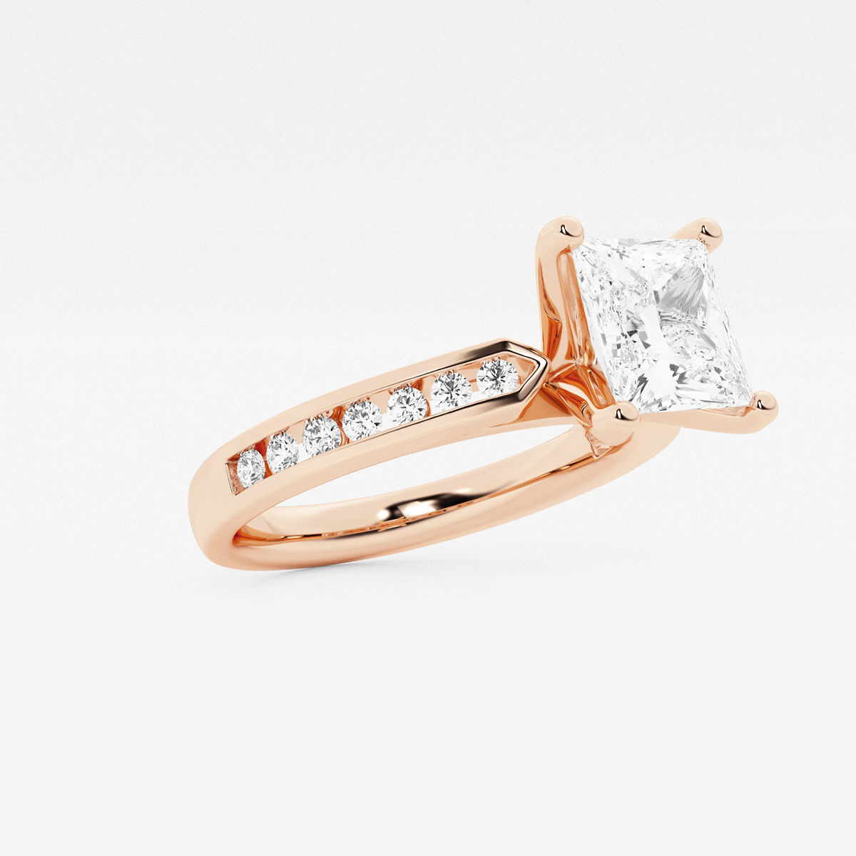 Additional Image 1 for  3 1/4 ctw Princess Lab Grown Diamond Engagement Ring with Channel Set Side Accents