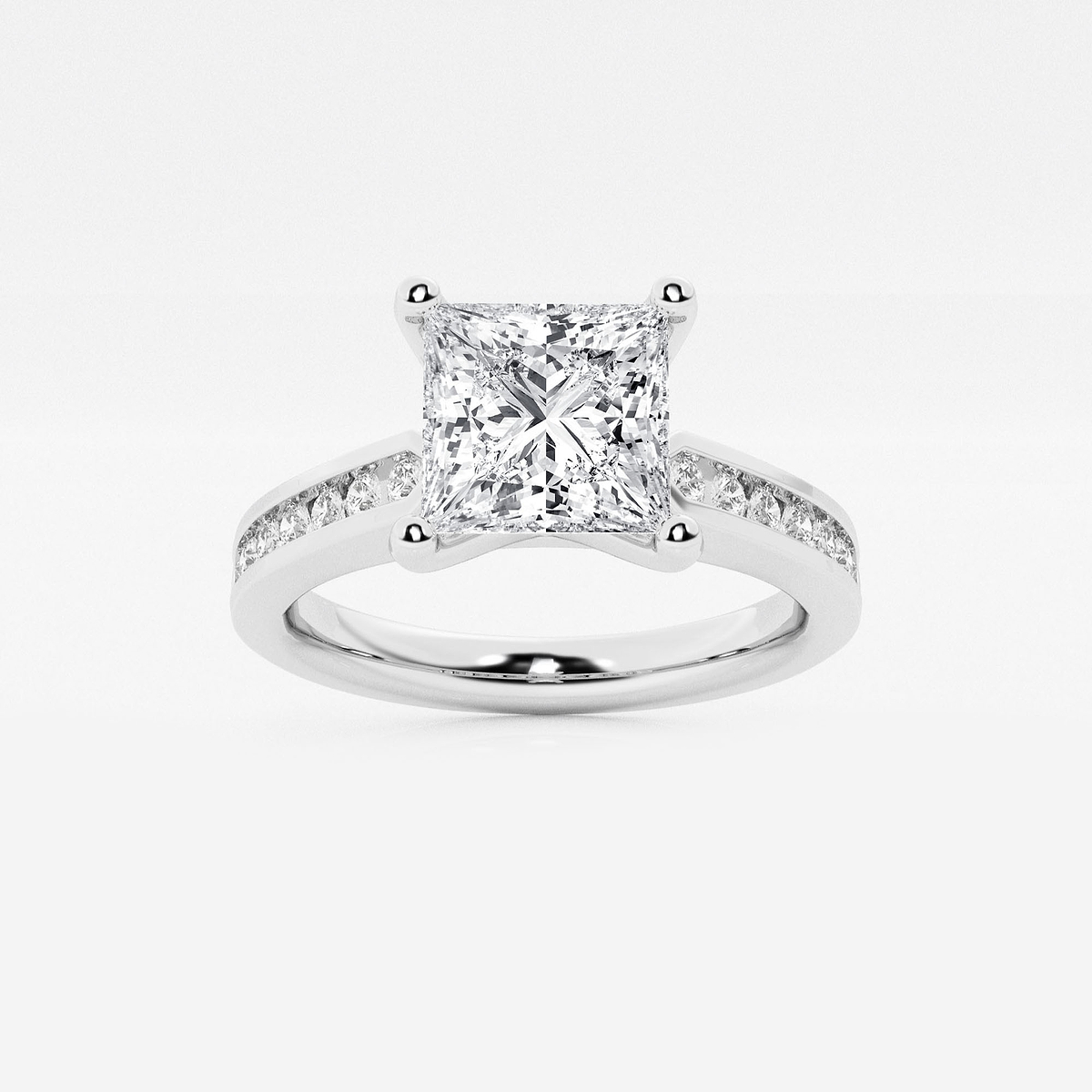 6 1/4 ctw Princess Lab Grown Diamond Engagement Ring with Channel Set Side Accents