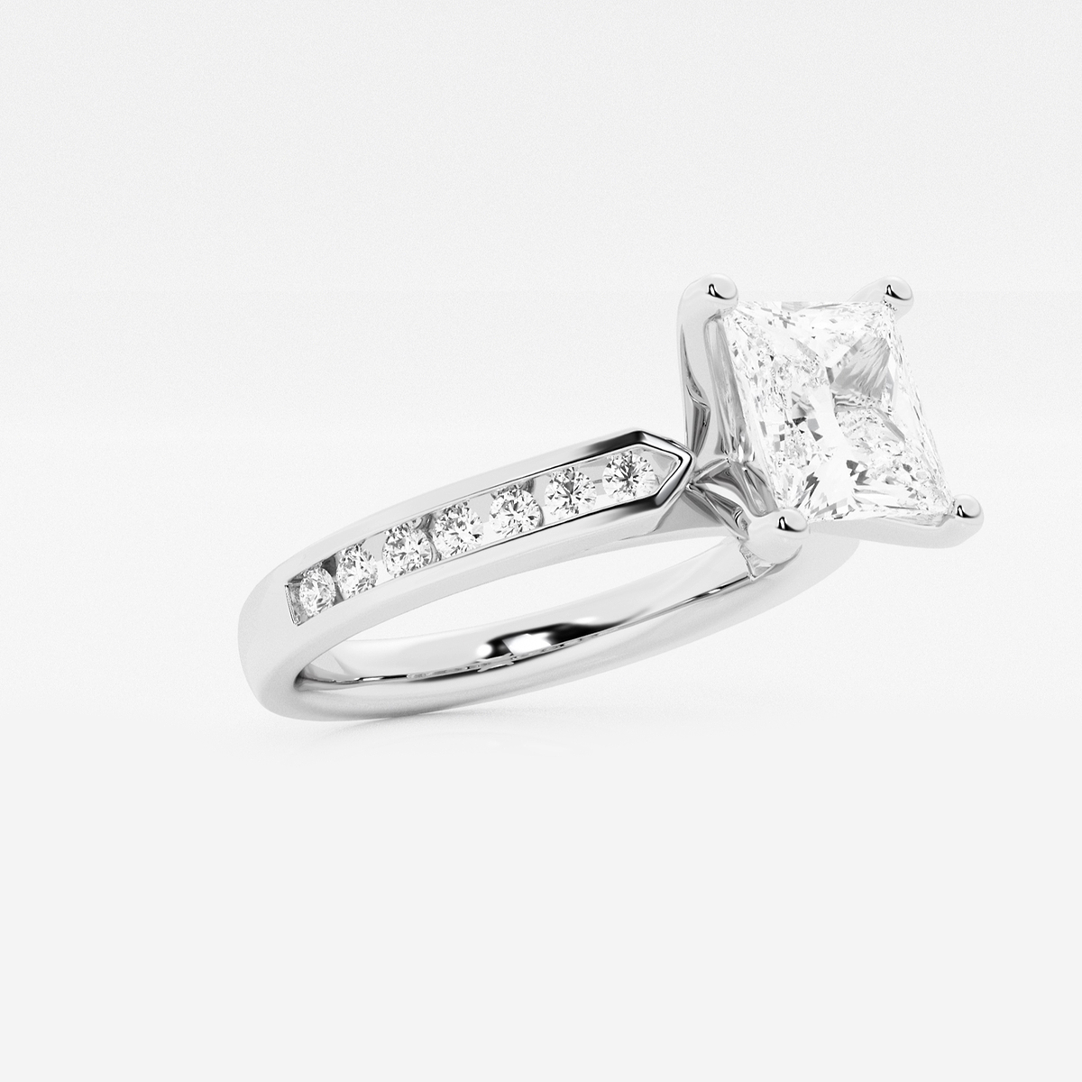 Additional Image 1 for  6 1/4 ctw Princess Lab Grown Diamond Engagement Ring with Channel Set Side Accents