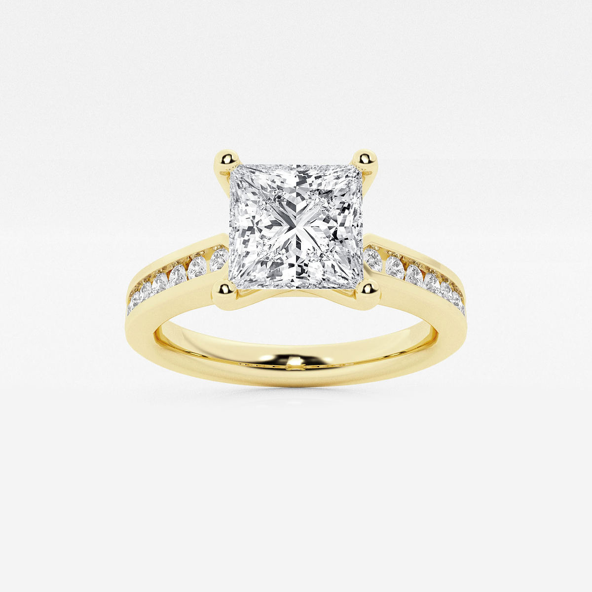 3 1/4 ctw Princess Lab Grown Diamond Engagement Ring with Channel Set Side Accents