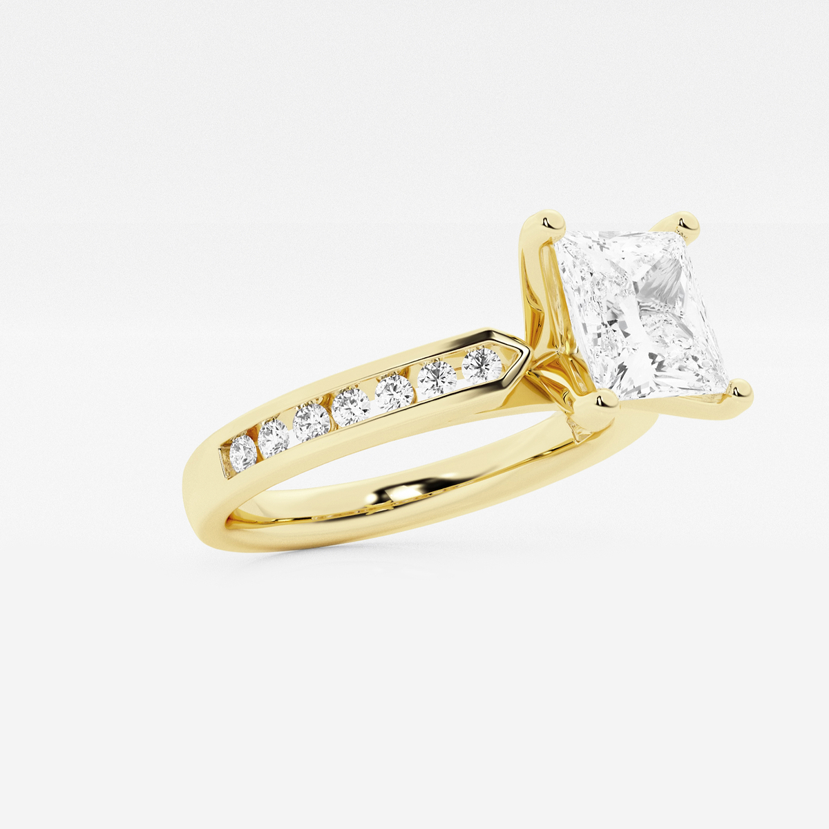 Additional Image 1 for  3 1/4 ctw Princess Lab Grown Diamond Engagement Ring with Channel Set Side Accents