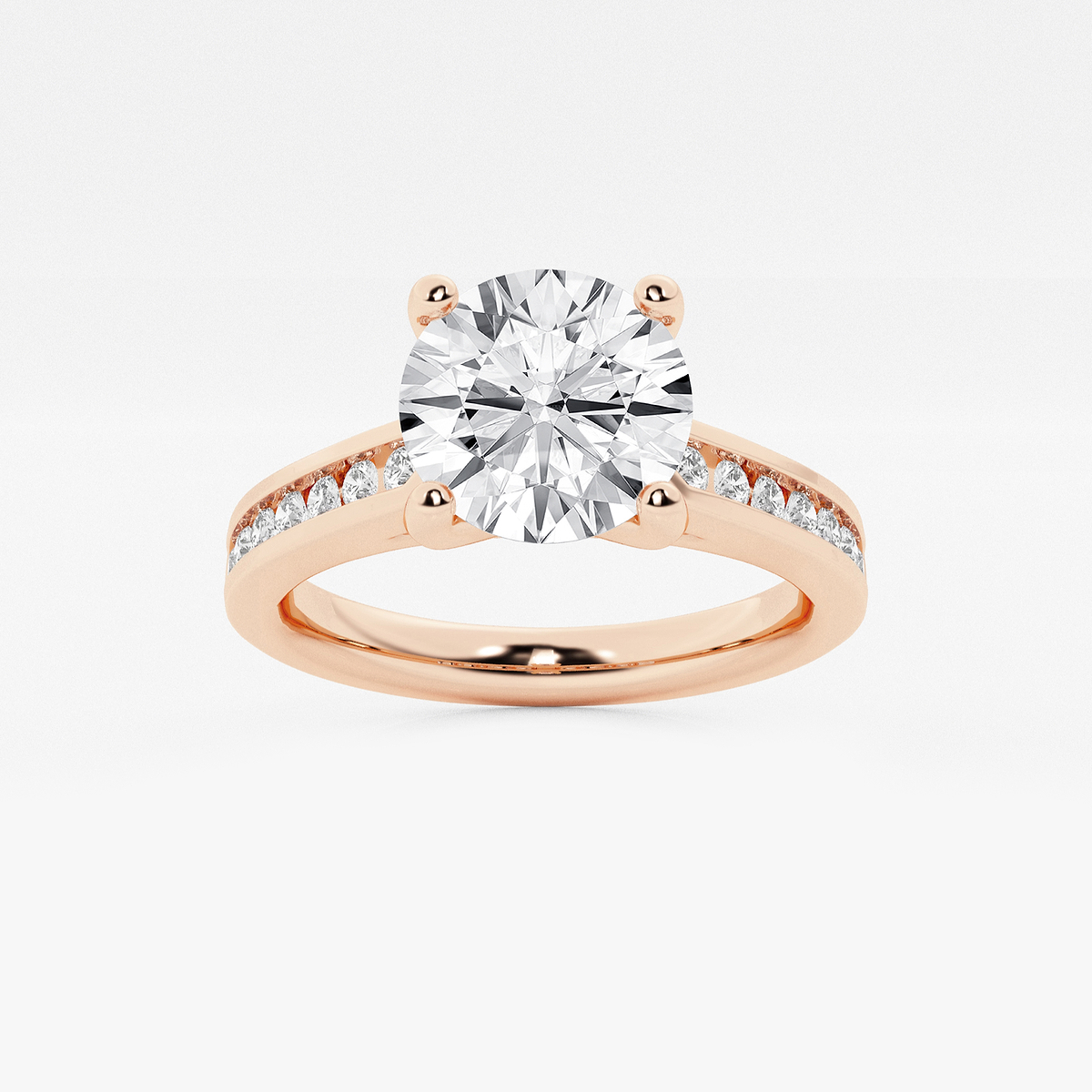 2 1/4 ctw Round Lab Grown Diamond Engagement Ring with Channel Set Side Accents