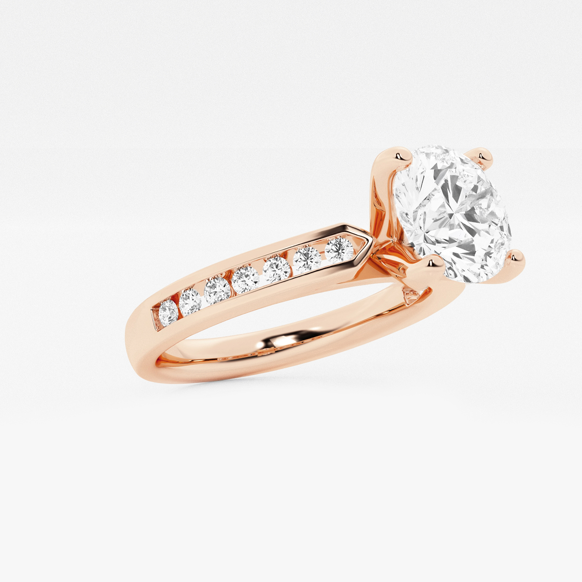 Additional Image 1 for  2 1/4 ctw Round Lab Grown Diamond Engagement Ring with Channel Set Side Accents