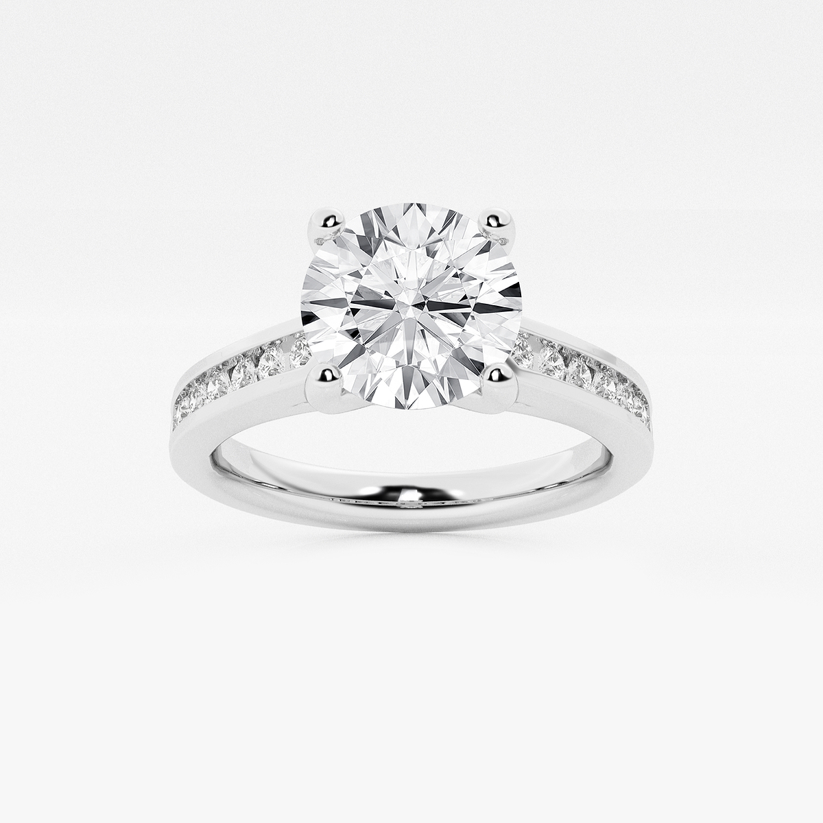 2 1/4 ctw Round Lab Grown Diamond Engagement Ring with Channel Set Side Accents