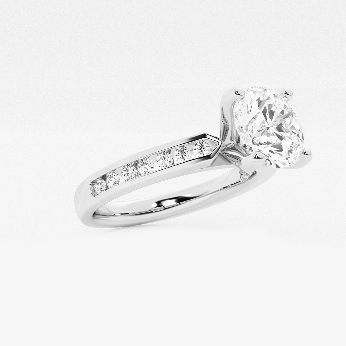 Additional Image 1 for  2 1/4 ctw Round Lab Grown Diamond Engagement Ring with Channel Set Side Accents