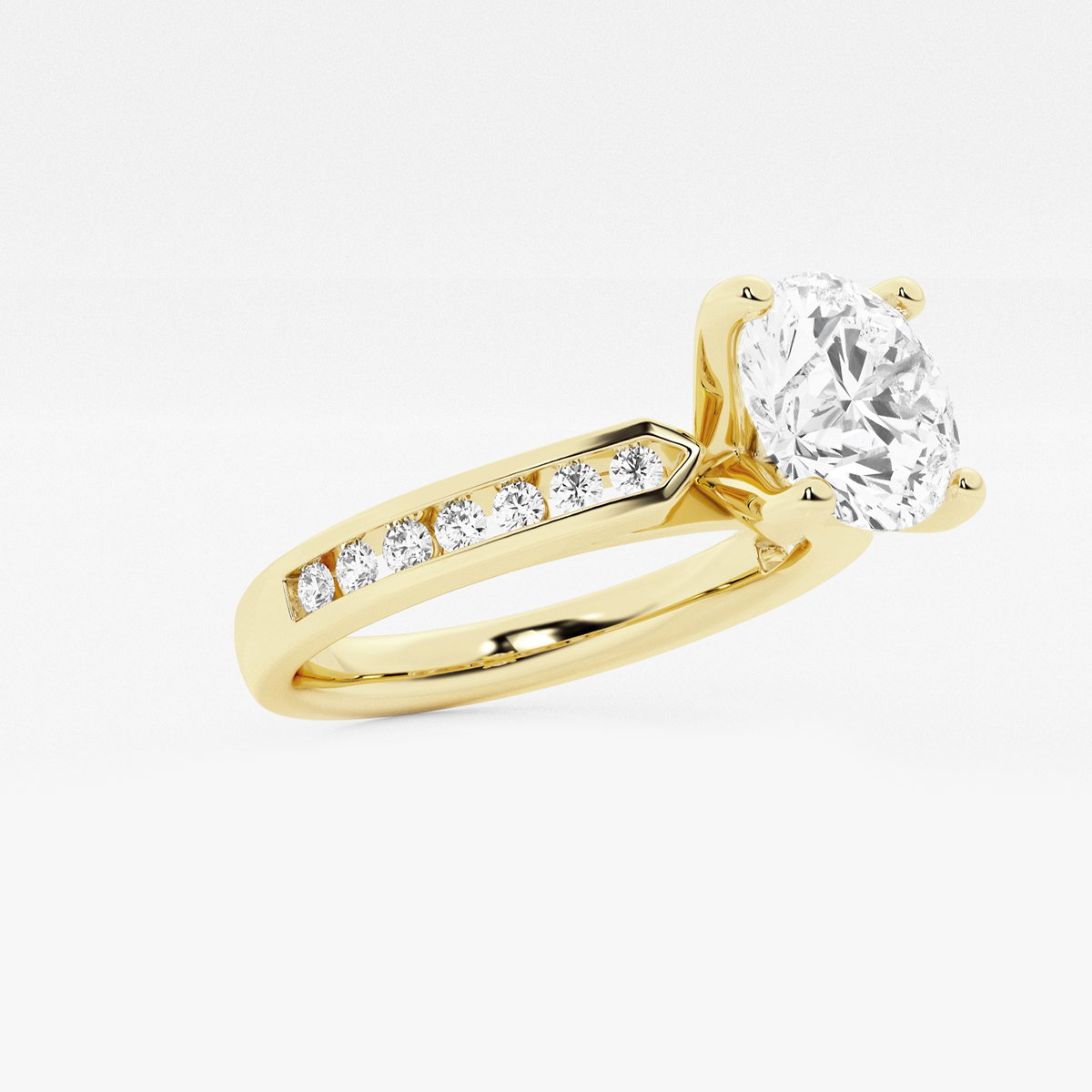 Additional Image 1 for  2 3/4 ctw Round Lab Grown Diamond Engagement Ring with Channel Set Side Accents