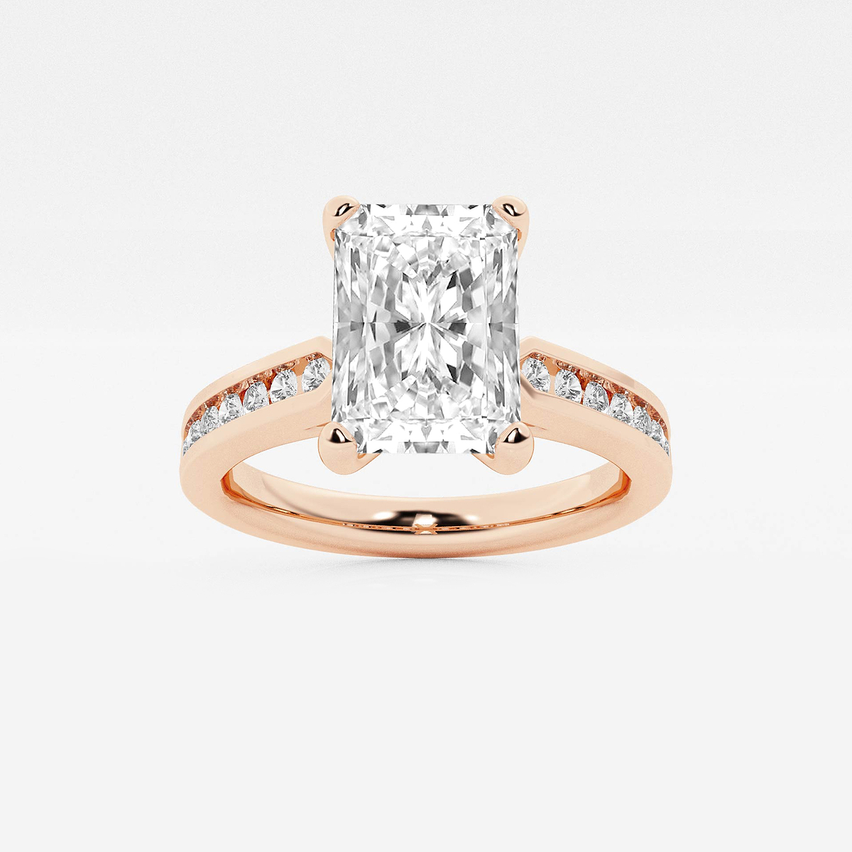 3 1/4 ctw Radiant Lab Grown Diamond Engagement Ring with Channel Set Side Accents