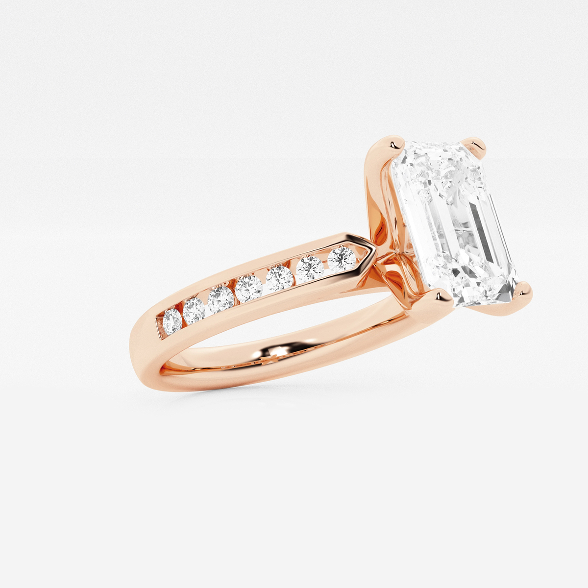 Additional Image 1 for  3 1/4 ctw Radiant Lab Grown Diamond Engagement Ring with Channel Set Side Accents