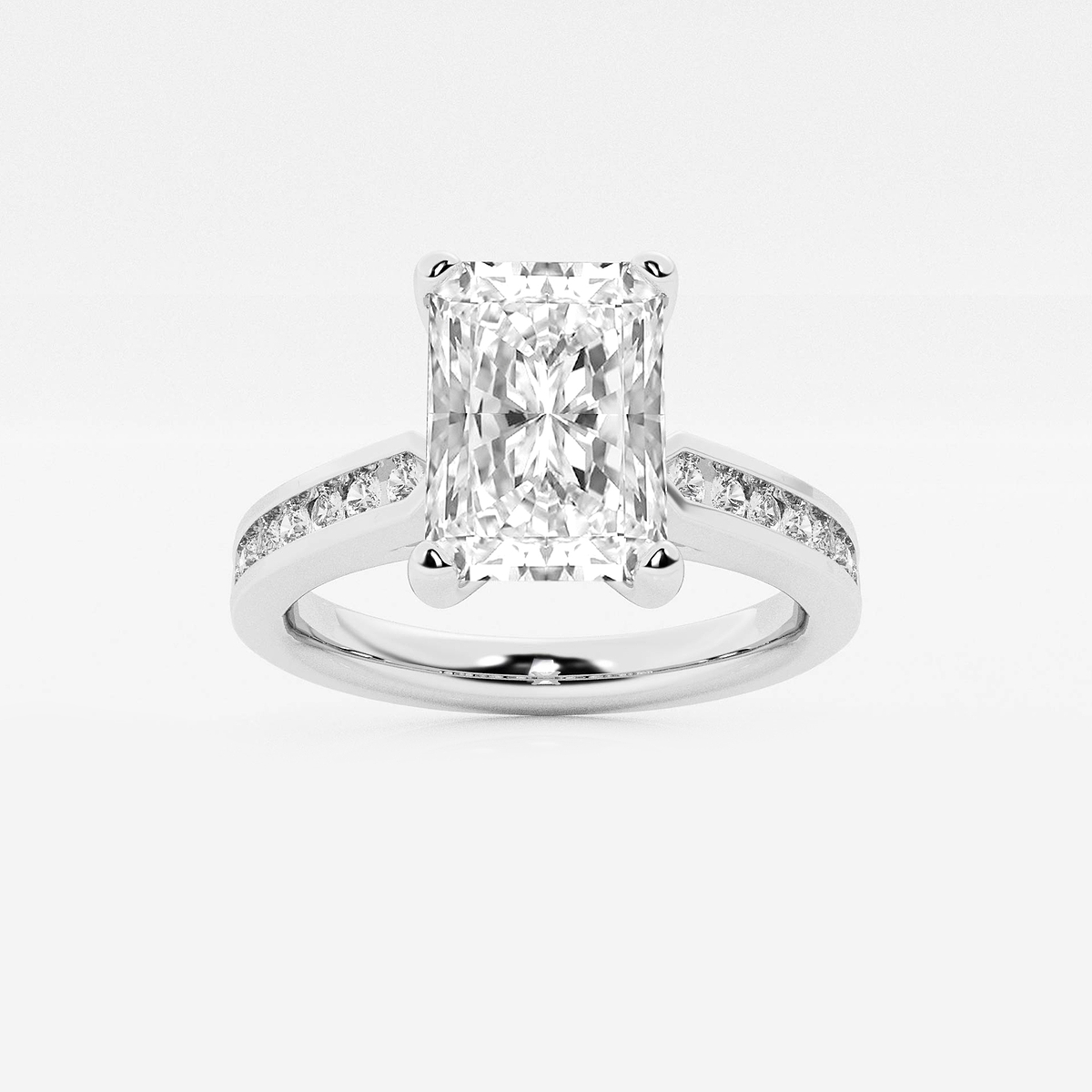 3 1/4 ctw Radiant Lab Grown Diamond Engagement Ring with Channel Set Side Accents