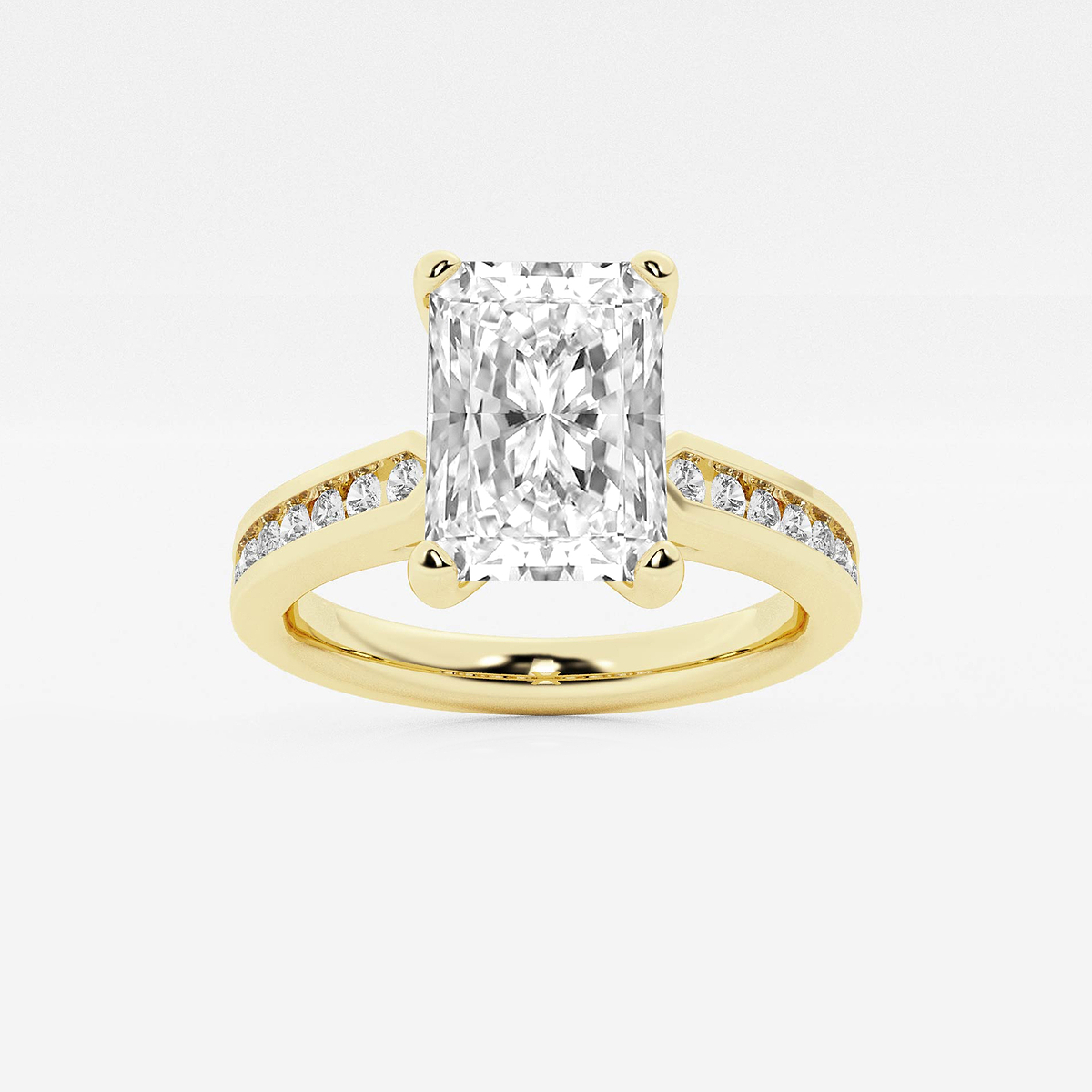 2 1/4 ctw Radiant Lab Grown Diamond Engagement Ring with Channel Set Side Accents 14K Yellow Gold, E, VS1