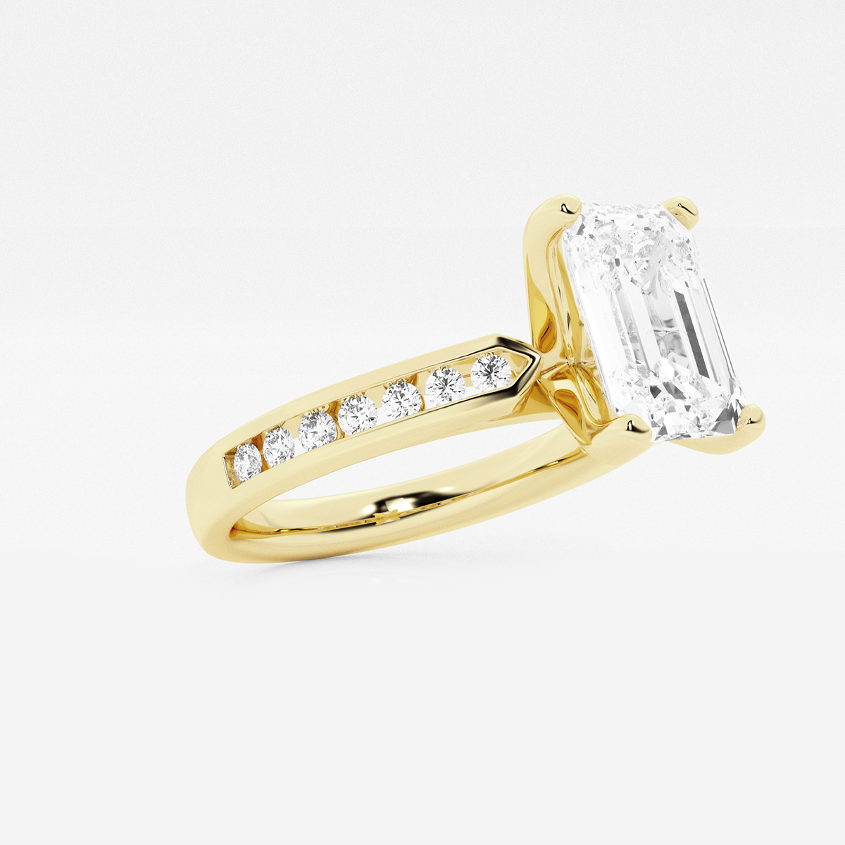 2 1/4 ctw Radiant Lab Grown Diamond Engagement Ring with Channel Set Side Accents 14K Yellow Gold, E, VS1