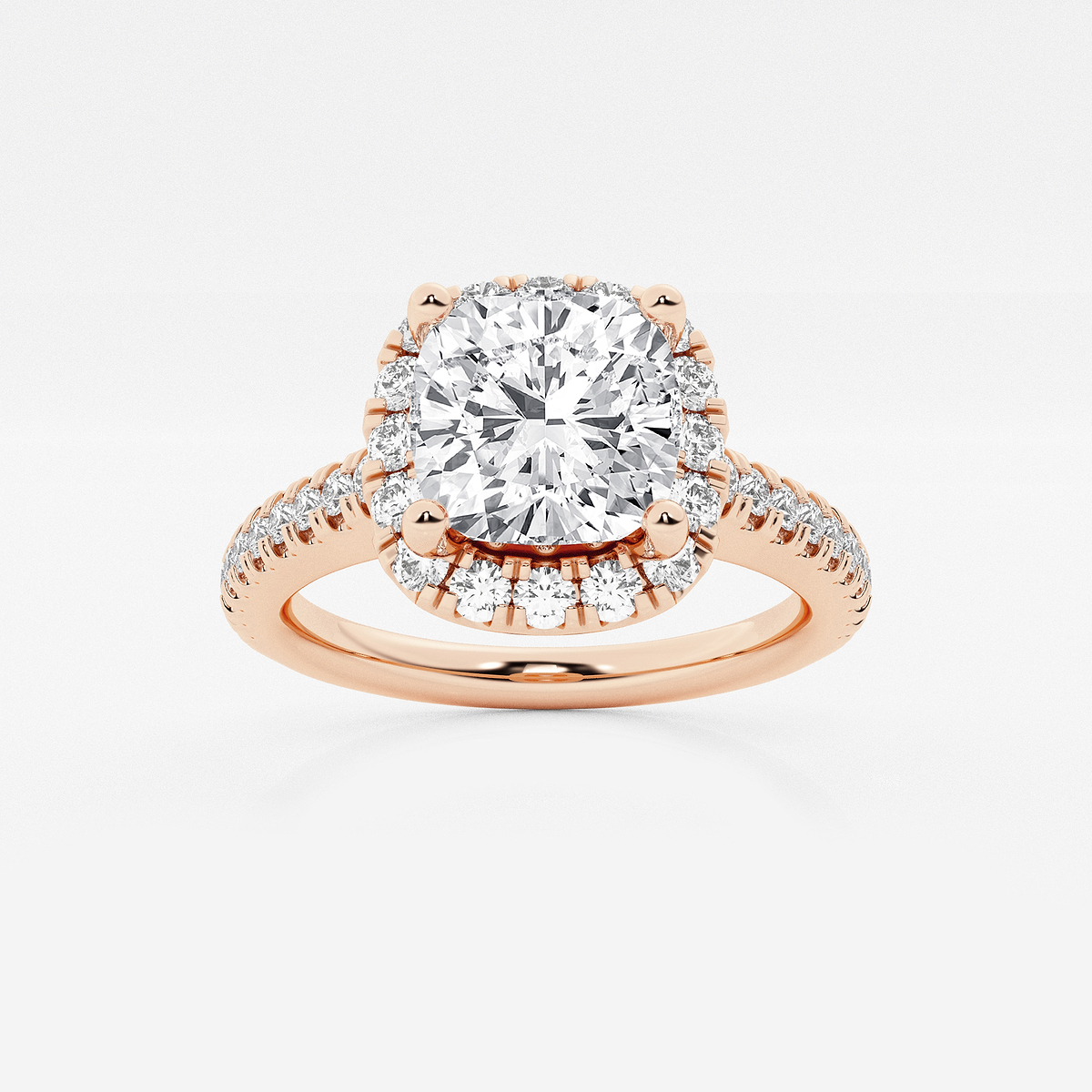 2 1/2 ctw Cushion Lab Grown Diamond V-Prong Halo Engagement Ring