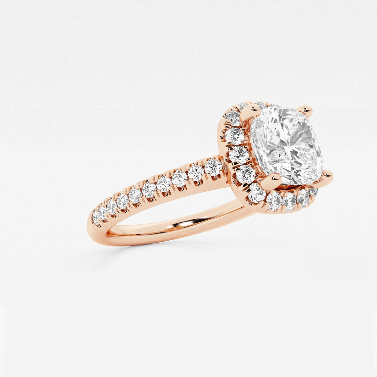 Additional Image 1 for  2 1/2 ctw Cushion Lab Grown Diamond V-Prong Halo Engagement Ring