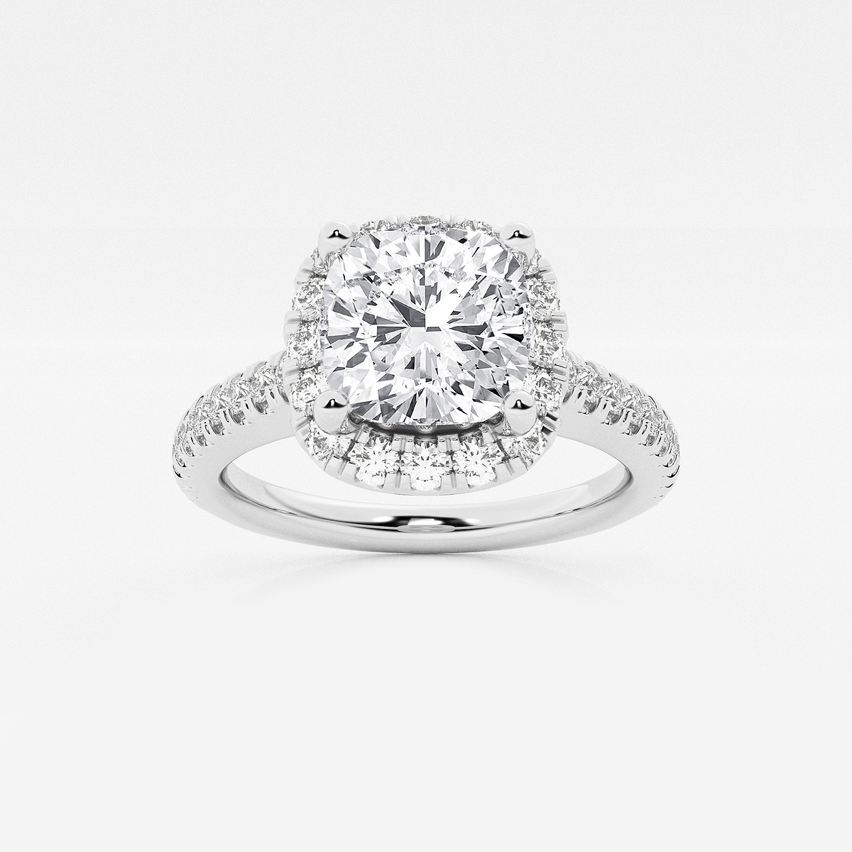 2 1/2 ctw Cushion Lab Grown Diamond V-Prong Halo Engagement Ring