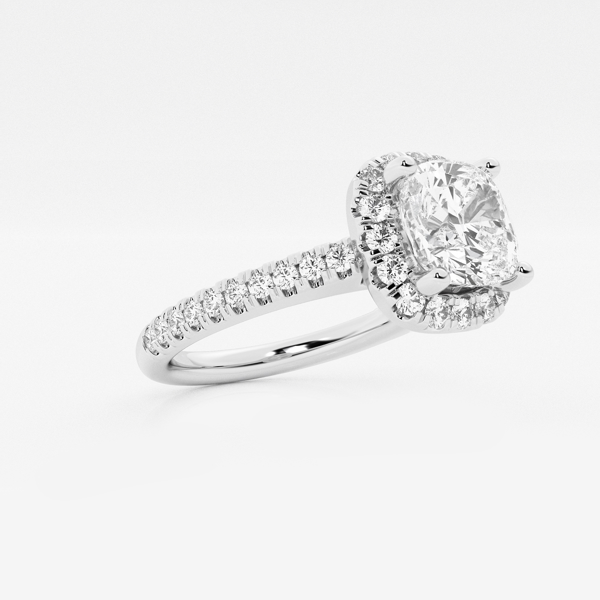 Additional Image 1 for  2 1/2 ctw Cushion Lab Grown Diamond V-Prong Halo Engagement Ring