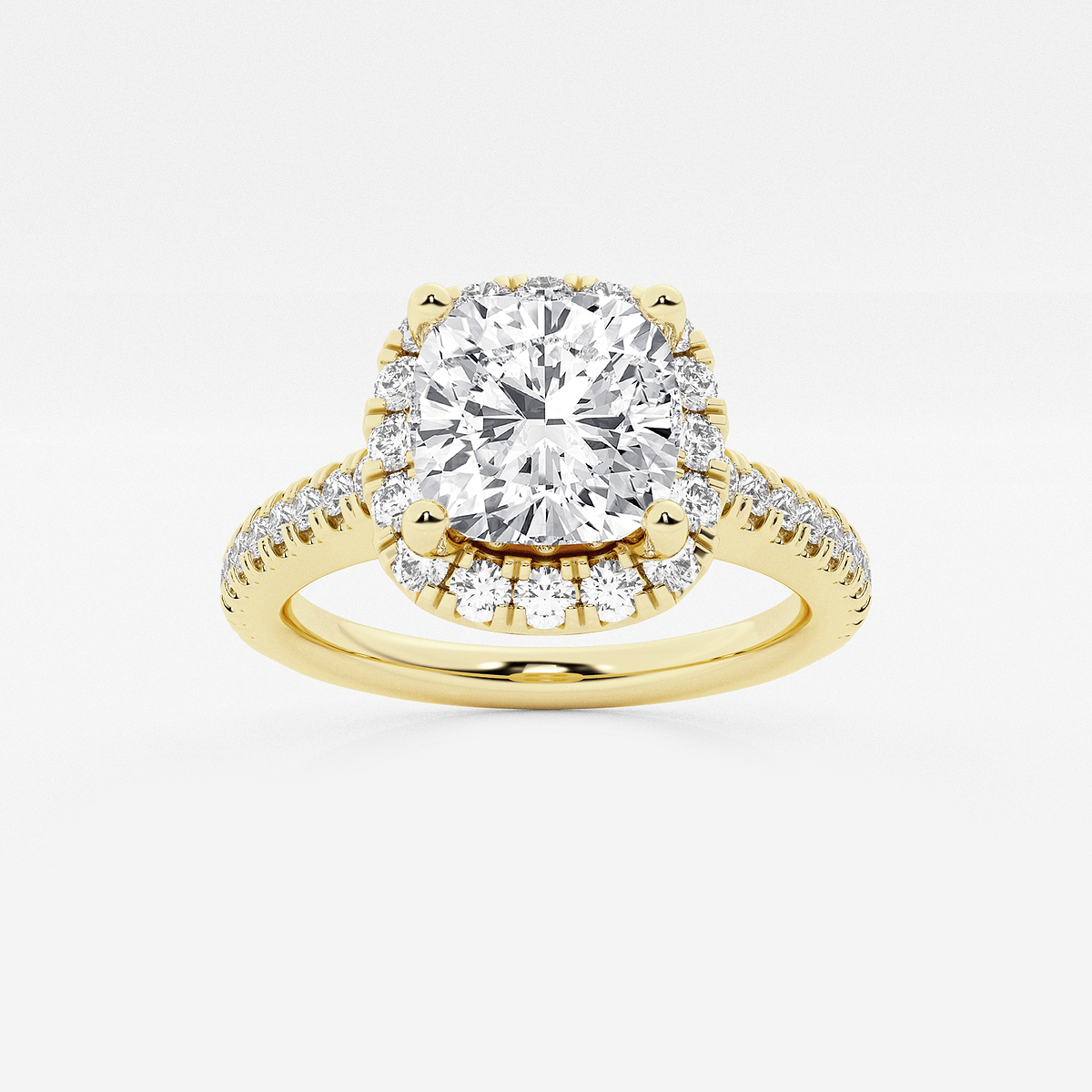 2 1/2 ctw Cushion Lab Grown Diamond V-Prong Halo Engagement Ring