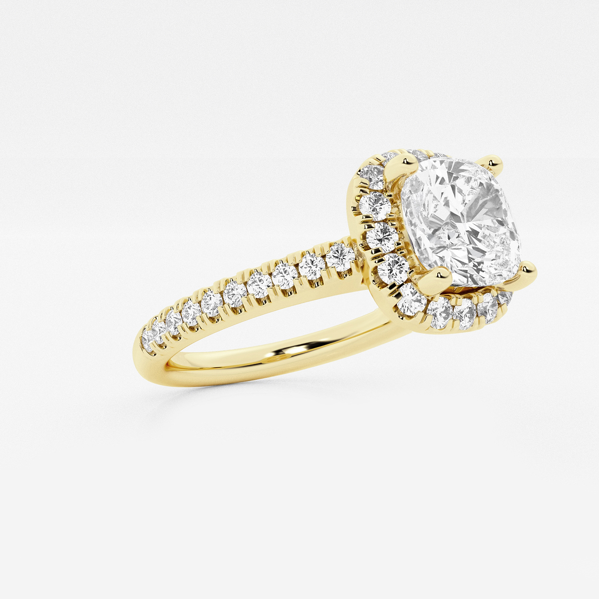 Additional Image 1 for  2 1/2 ctw Cushion Lab Grown Diamond V-Prong Halo Engagement Ring