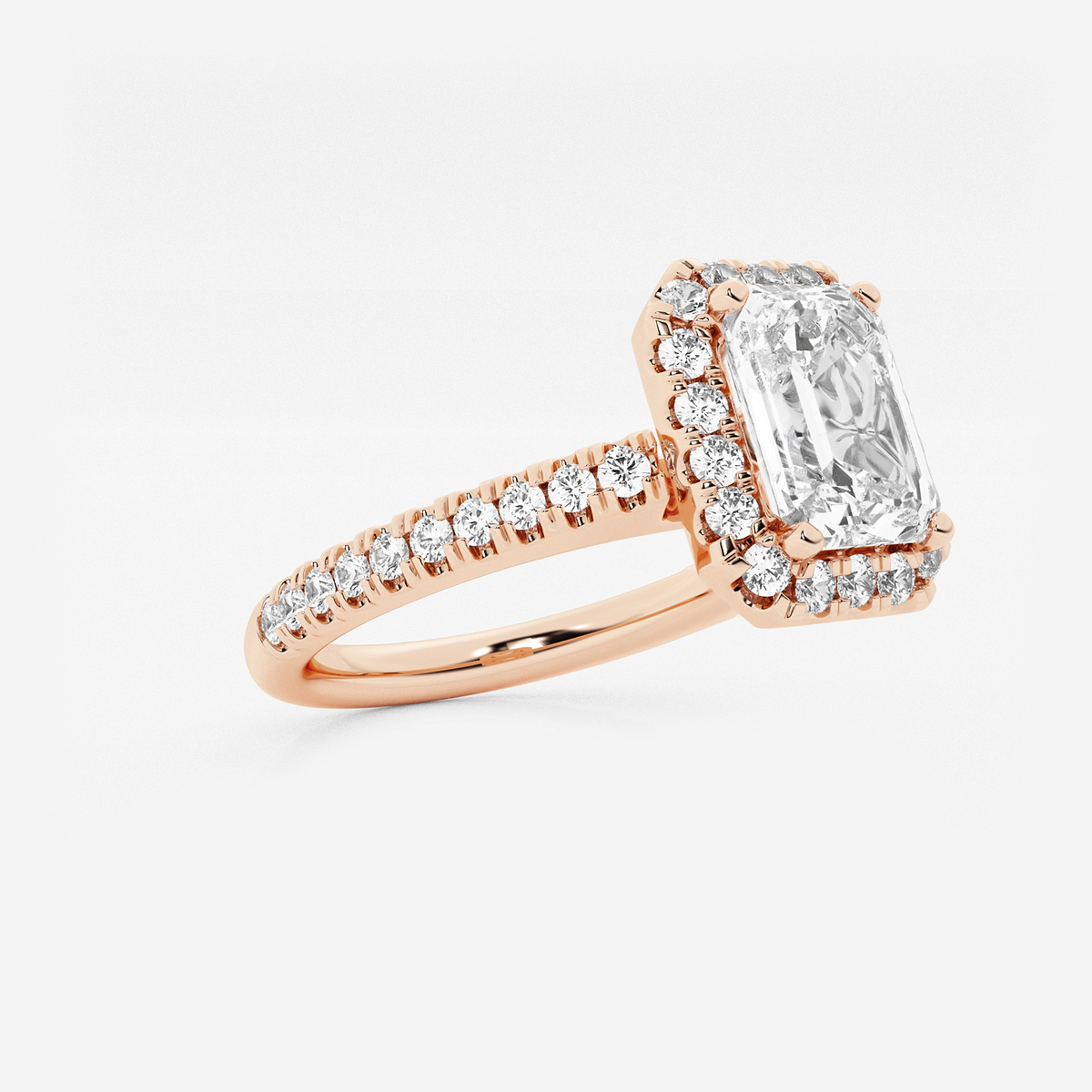 Additional Image 1 for  2 1/2 ctw Emerald Lab Grown Diamond V-Prong Halo Engagement Ring