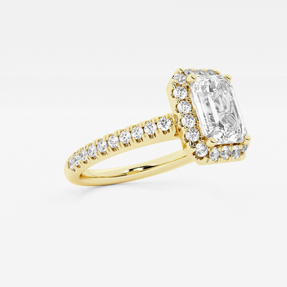 Additional Image 1 for  2 1/2 ctw Emerald Lab Grown Diamond V-Prong Halo Engagement Ring